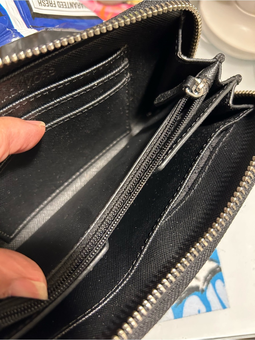 Michael Kors Black Pebbled Leather Zip-Around Wallet with Logo Plaque - Picture 8 of 8